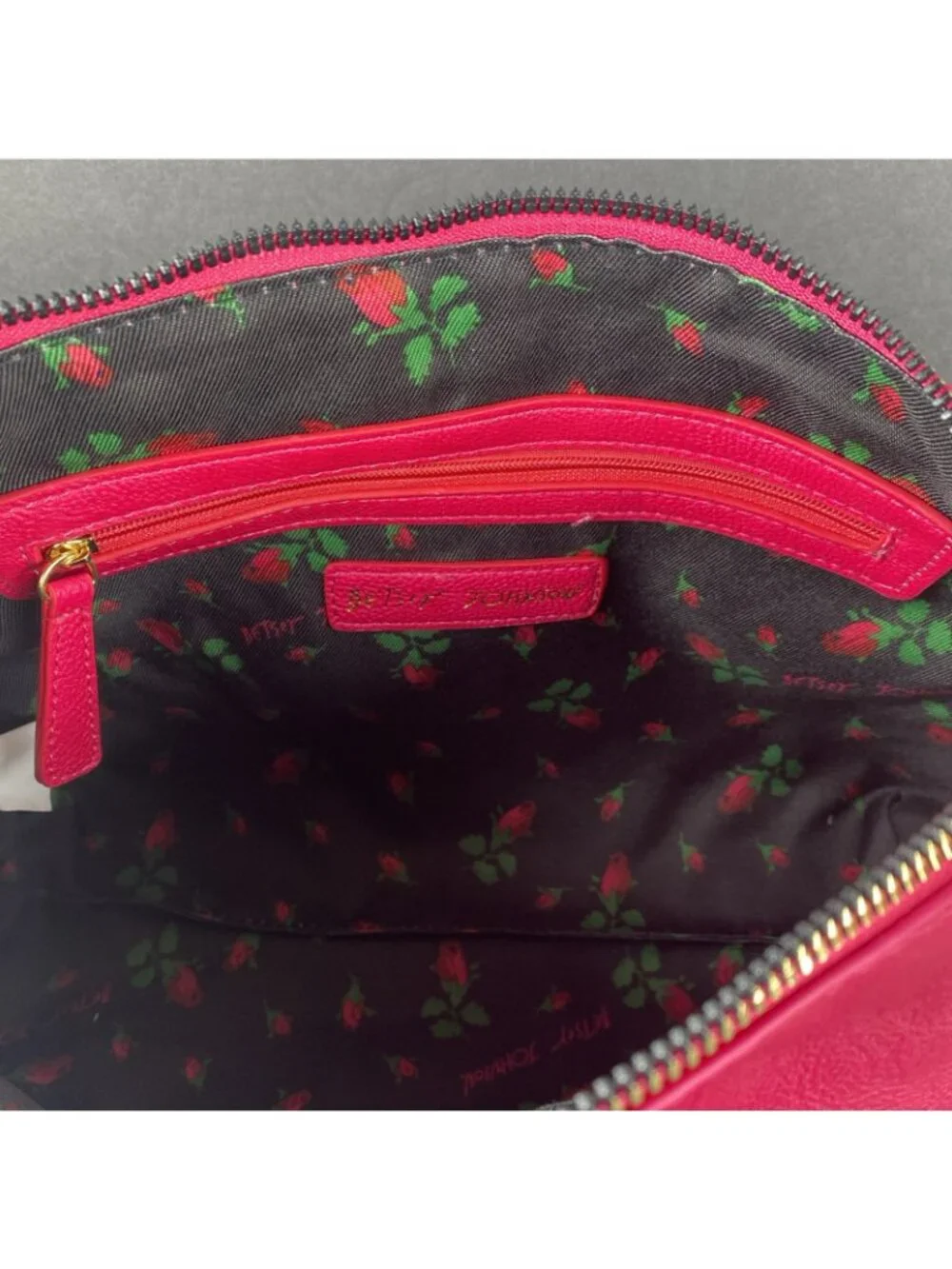 Betsey Johnson NY Large Pink Rose Purse Wristlet Bag NWOT - Picture 11 of 15